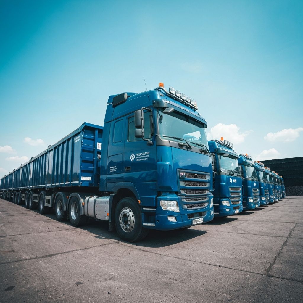 Fleet of coal transport trucks